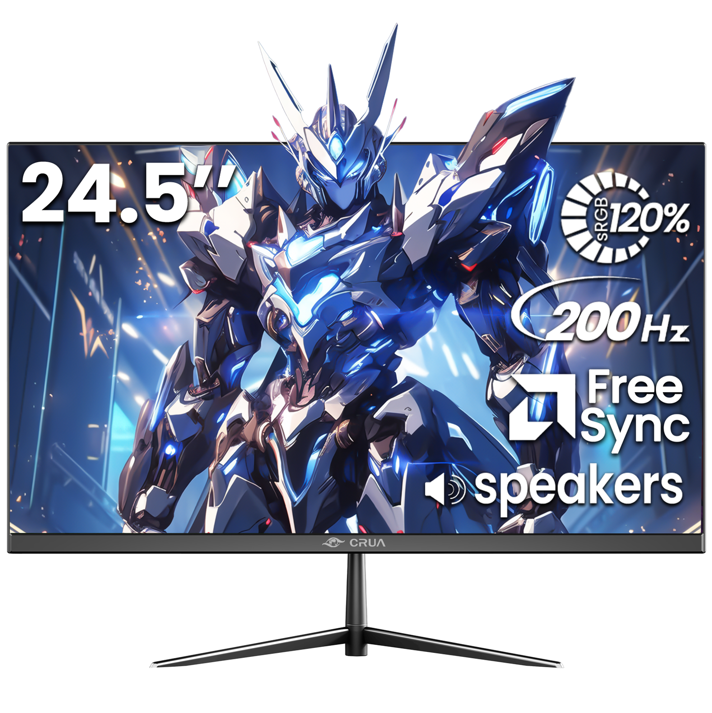 CRUA 24.5 Inch Gaming Monitor, IPS FHD(1920x1080P 200Hz,120% sRGB, Built-in Speakers-Black