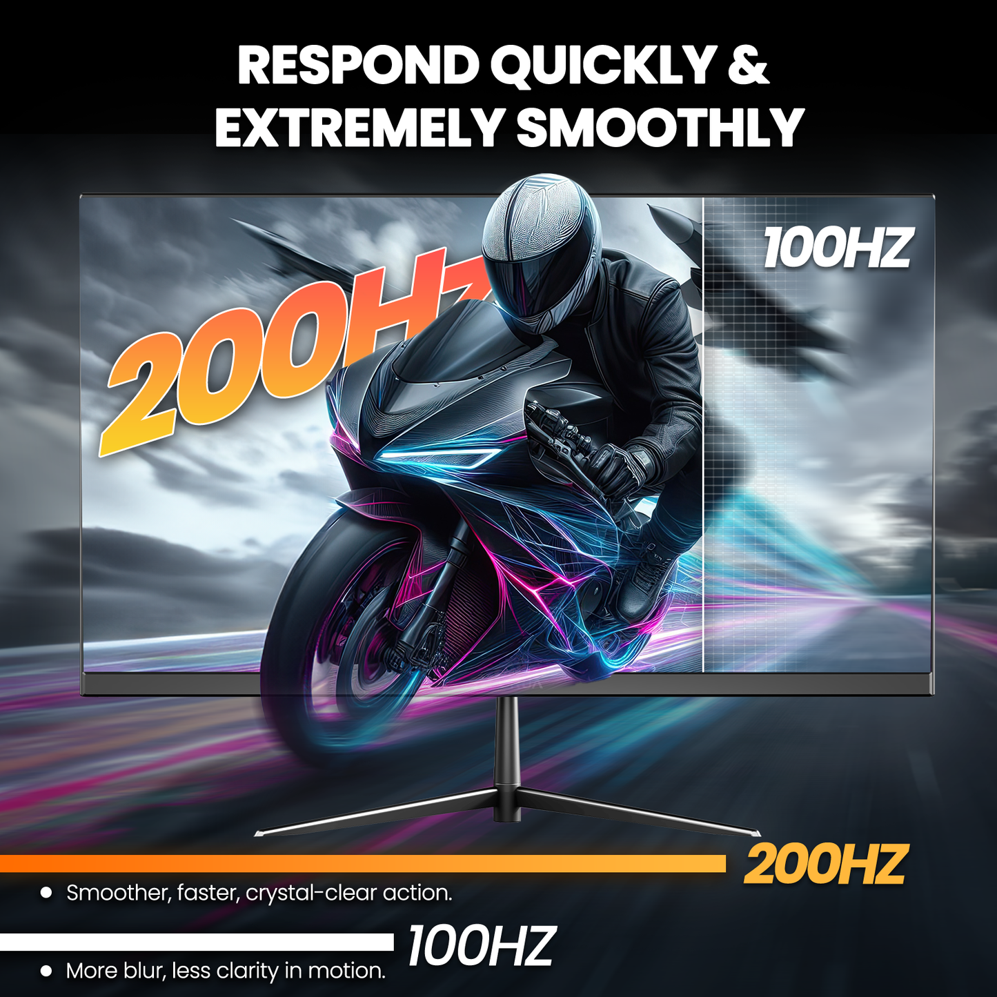 CRUA 24.5 Inch Gaming Monitor, IPS FHD(1920x1080P 200Hz,120% sRGB, Built-in Speakers-Black