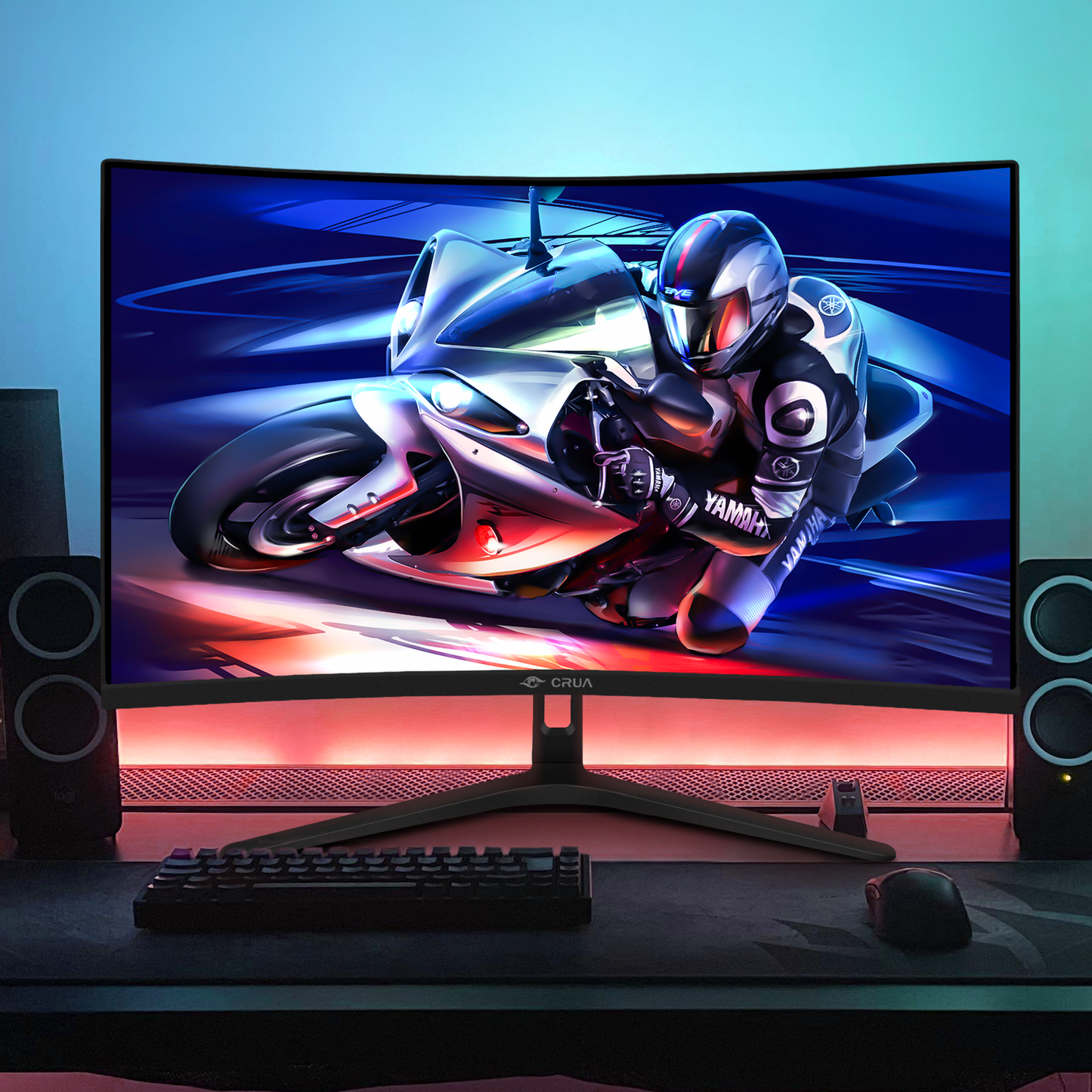 CRUA 32" Curved Gaming Monitor,180Hz QHDVA Screen,  Support Wall Mount- Black