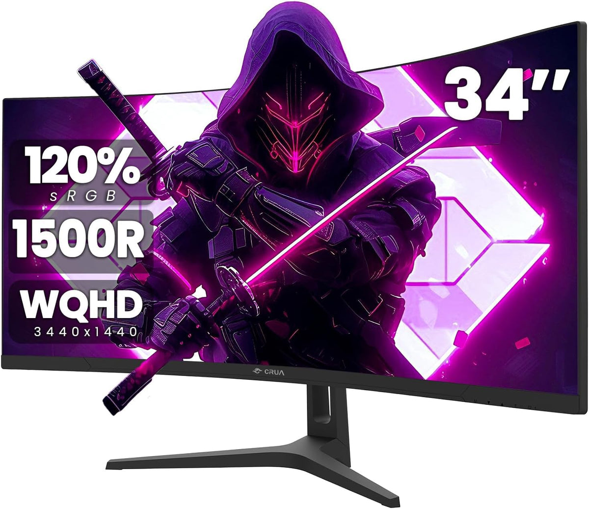 CRUA 34Inch Ultrawide Gaming Monitor, WQHD(3440 * 1440P) 144Hz