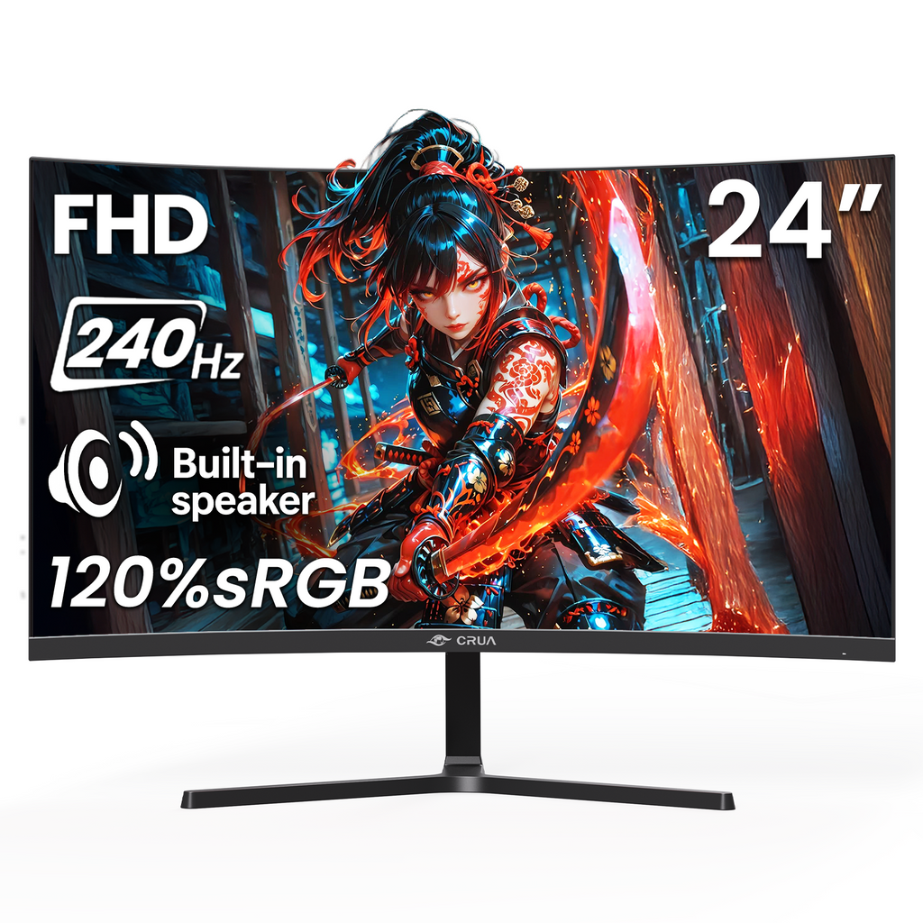 きろぐらむページ CRUA 24” 240Hz Gaming Monitor, Curved FHD 1920 x 1080P, Support