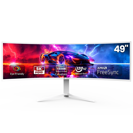 CRUA 49 Inch Ultra-Wide Curved Gaming Monitor, 120Hz, DQHD