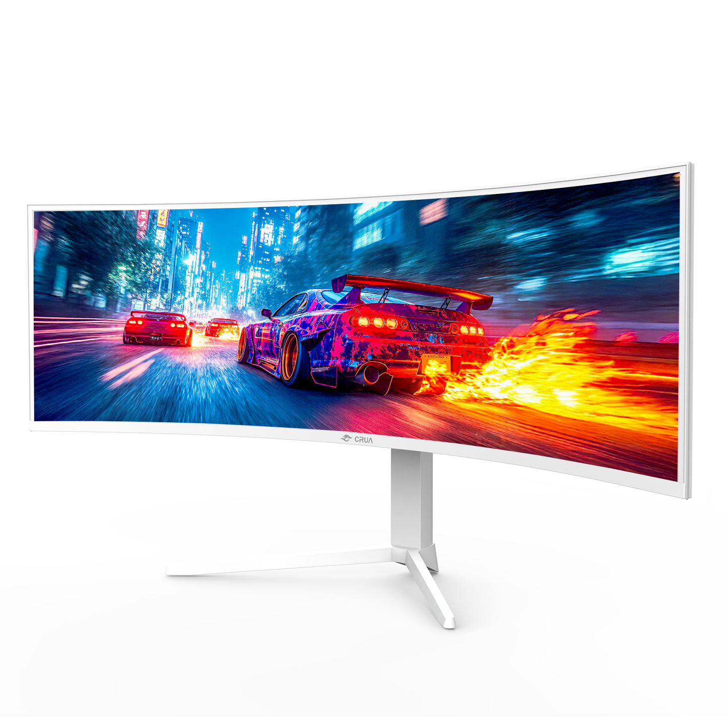 CRUA 49 Inch Ultra-Wide Curved Gaming Monitor, 120Hz, DQHD (5120x1440p), 1500R,FreeSync, 32:9, 120% sRGB, HDMI & DP, Height adjustable, Built-in Speakers, Wall Mount Install, White