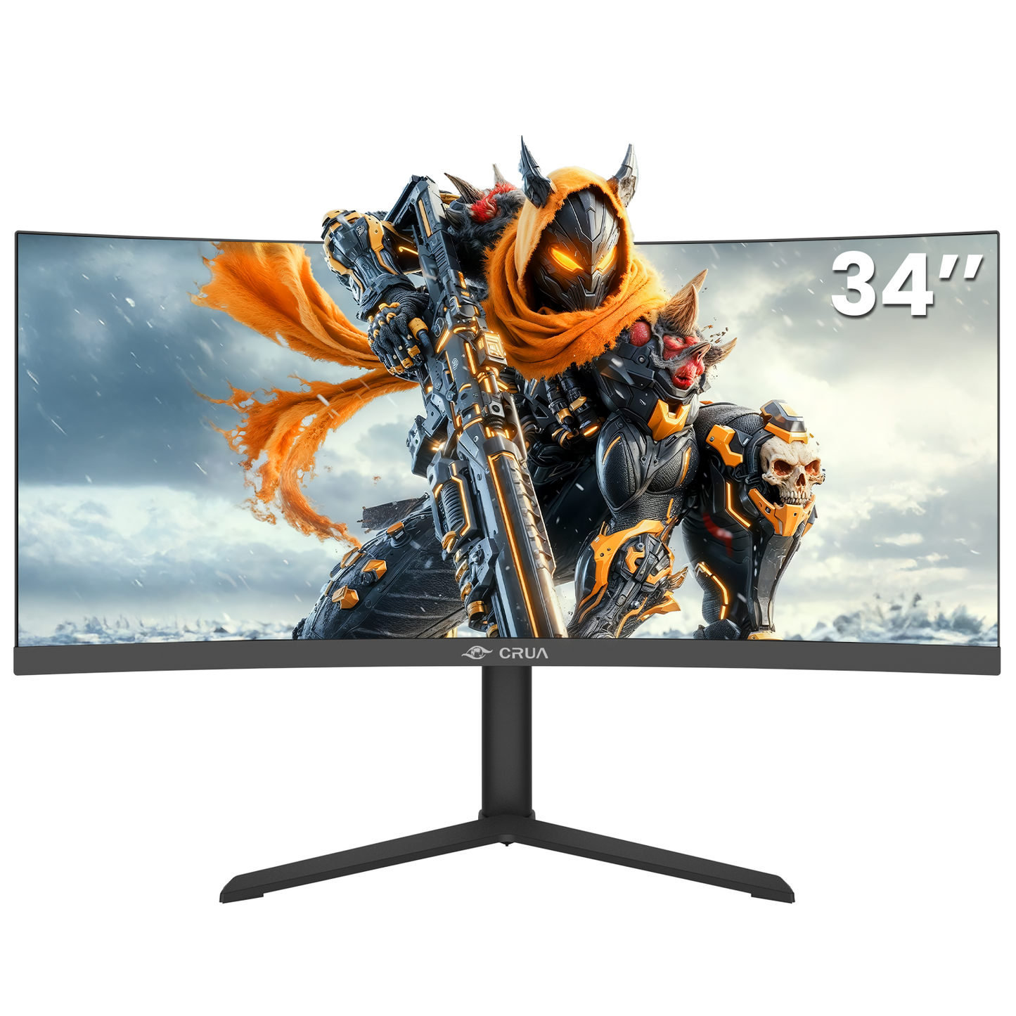 CRUA 34” Curved Ultrawide Gaming Monitor, 3440×1440 UWQHD, 165Hz, 3800R Curvature, Height Adjustable Stand, Built-in Speakers, HDMI & DisplayPort, Black