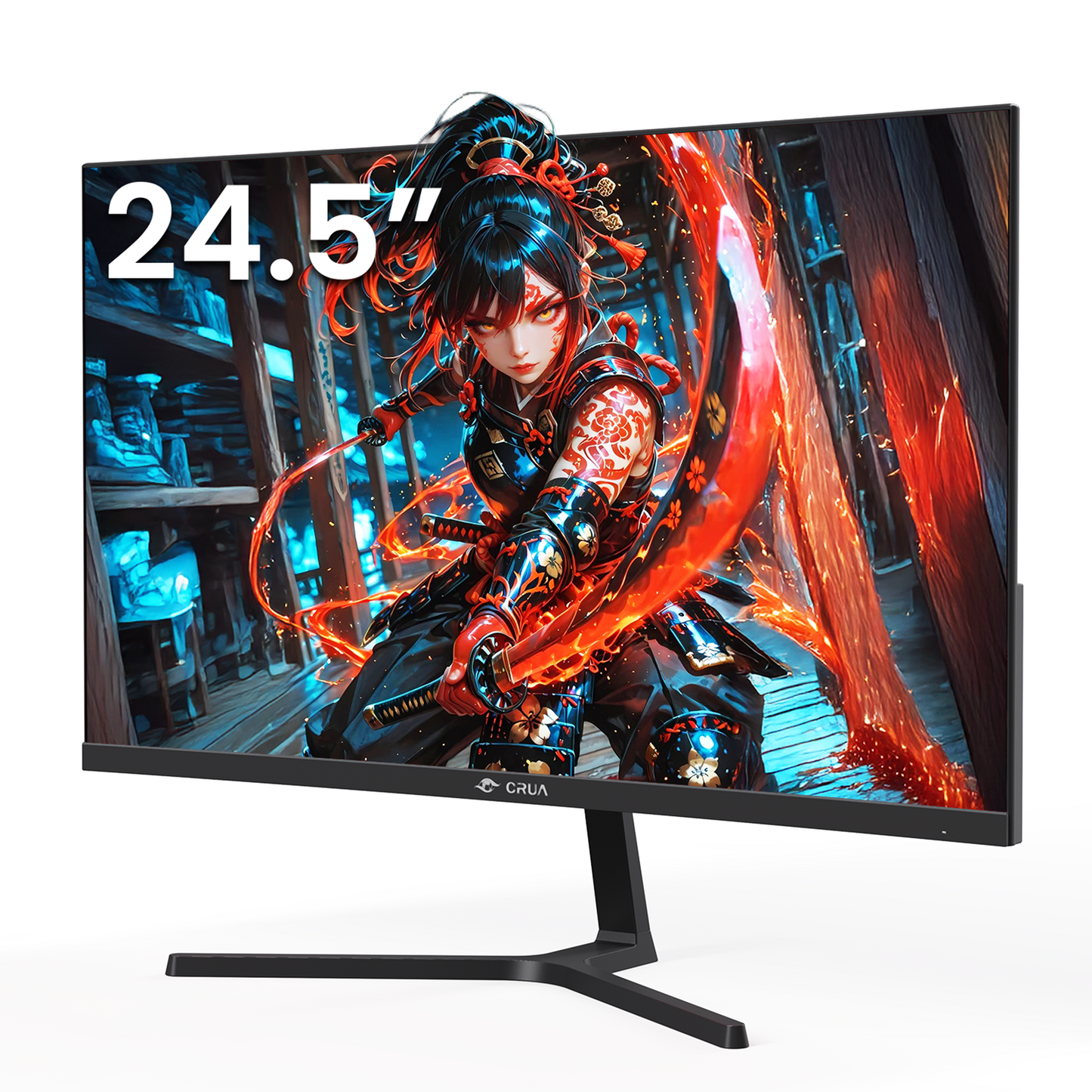 CRUA 24.5"120Hz Gaming Monitor, IPS FHD(1920x1080P) Computer monitor , FreeSync, 120% sRGB, Built-in Speakers，support Wall Mountable-Black