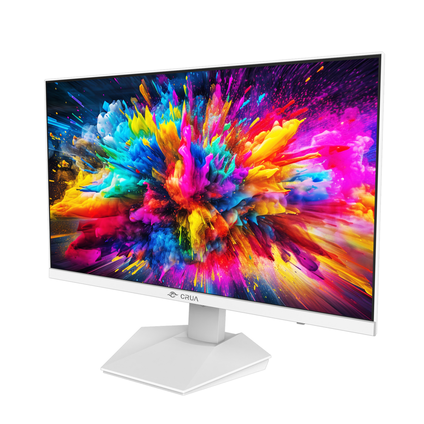 CRUA 27" 4K White Monitor, UHD(3840x2160P) IPS Panel, 60Hz Computer Monitor, Supports AMD Freesync, USB Type-C, 120% sRGB, Built-in Speakers, Wall Mountable, for Work, Streaming, and Home Office