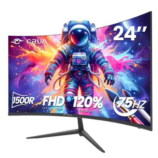 CRUA 24-inch 75HZ Curved Mnitor ，1500R, FHD ,HDMI/DP/Audio,  75×75mm Black