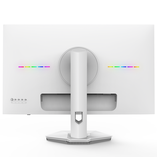 CRUA 27” Gaming Monitor, UHD (3840x2160) Dual Mode (4K 160Hz or FHD 320Hz), 120% sRGB, Support FreeSync, Built-in Speakers, RGB Lighting, HDMI & DP, Height adjustable, Wall Mount Install-White
