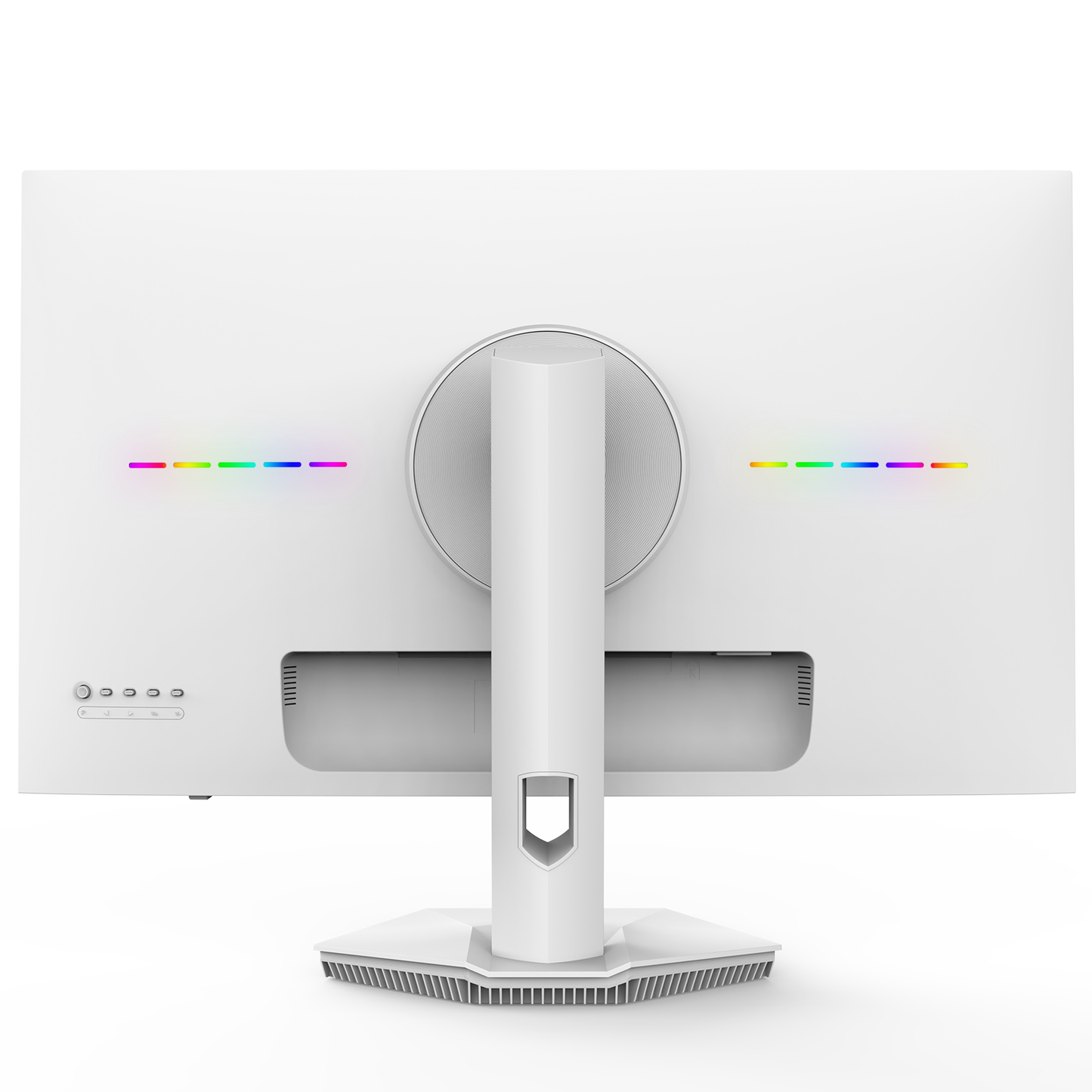 CRUA 27” Gaming Monitor, UHD (3840x2160) Dual Mode (4K 160Hz or FHD 320Hz), 120% sRGB, Support FreeSync, Built-in Speakers, Height adjustable, RGB Lighting, HDMI & DP, Wall Mount Install-White