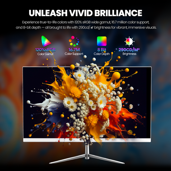 CRUA 24.5 Inch Gaming Monitor, IPS FHD 200Hz,120% sRGB,  FreeSync,(HDMI, DP), Built-in Speakers
