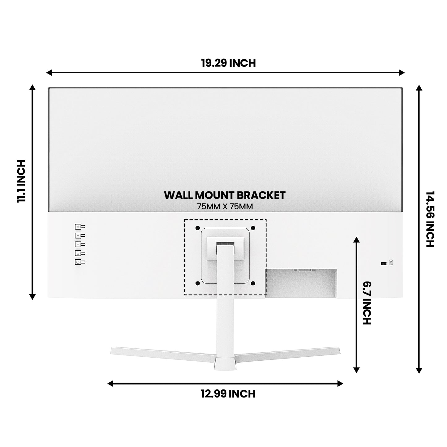 CRUA 22 Inch Computer Monitor,FHD 1080P/100Hz,120 sRGB,Low Blue Light,Wall Mountable,VGA & HDMI-White