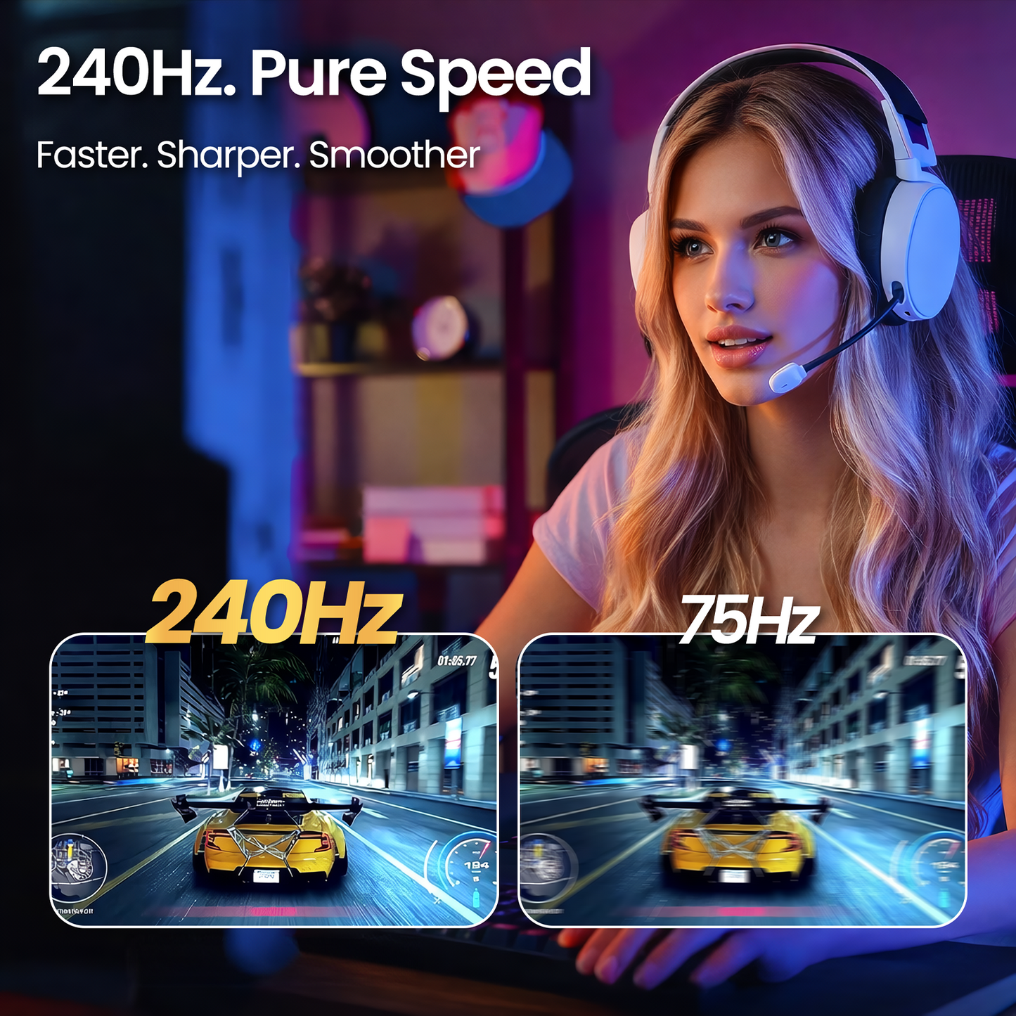 CRUA 34" WQHD 240Hz Ultrawide Curved Gaming Monitor, 1500R, FreeSync, Black 3440x1440 VA Screen With 120%sRGB, Built-In Speakers, HDMI 2.1/DP 1.4 and 75x75mm Wall Mount For Gaming, Streaming and Work