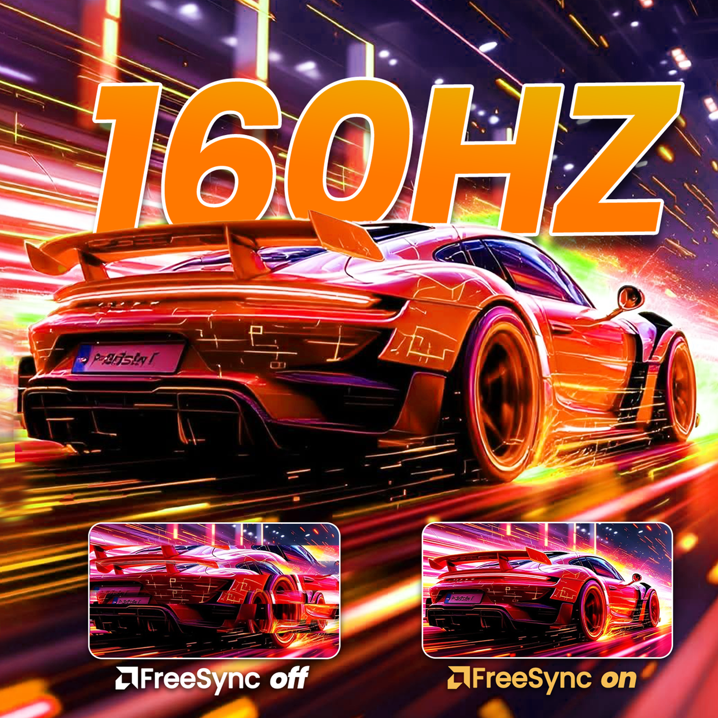 CRUA 27" 160Hz Gaming Monitor, IPS UHD(3840x2160P), 120% SRGB, Support FreeSync, Height adjustable, Lighting effects, Built-in Speakers, HDMI & DP, Black