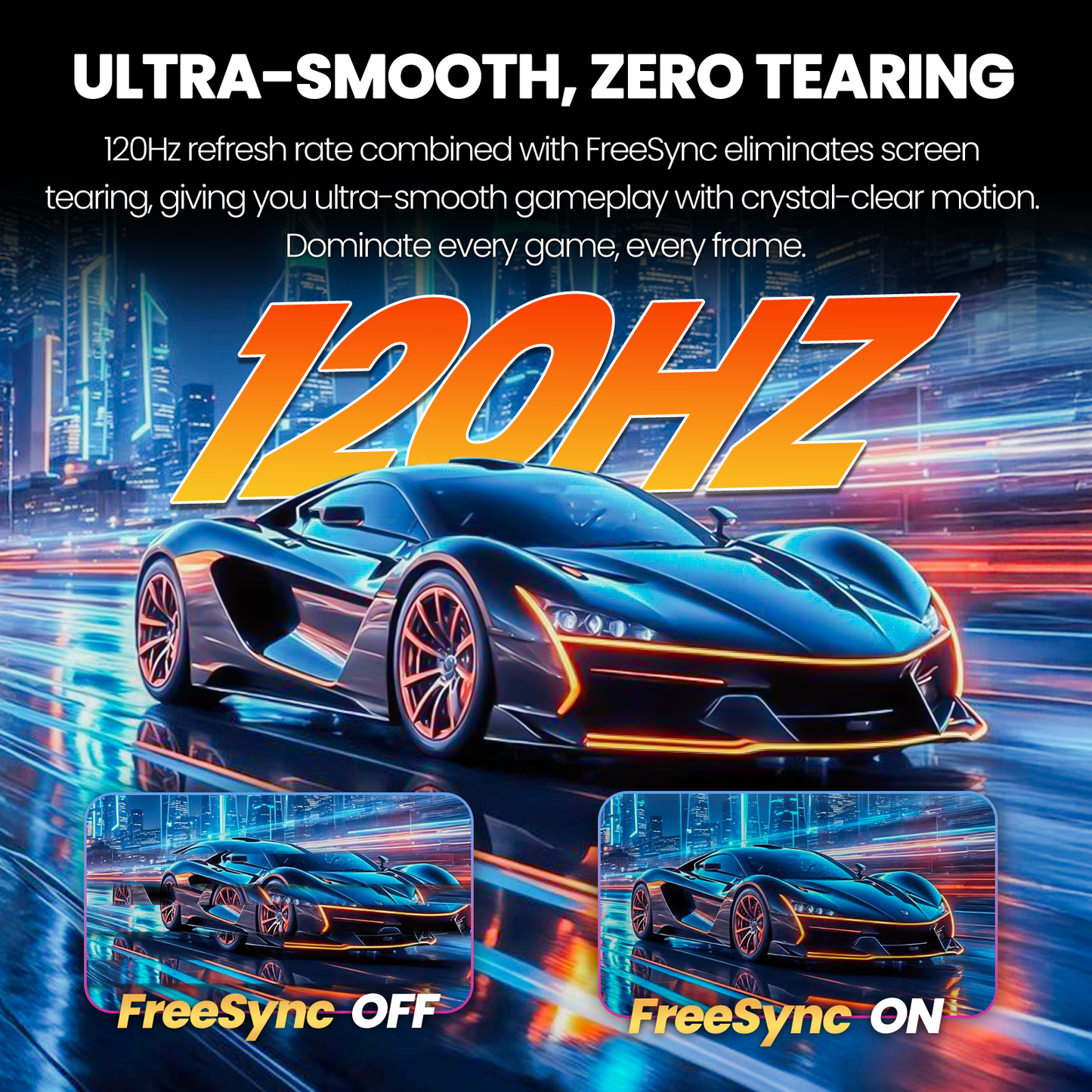 CRUA 24.5"120Hz Gaming Monitor, IPS FHD(1920x1080P) Computer monitor , FreeSync, 120% sRGB, Built-in Speakers，support Wall Mountable-Black