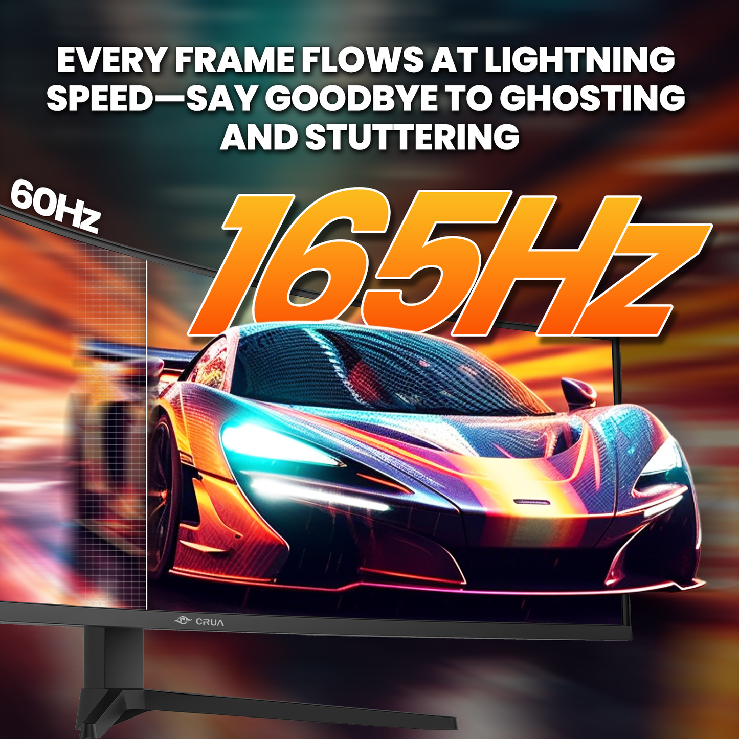 CRUA 49" Curved Gaming Monitor | DQHD(5120 * 1440), 144Hz/165Hz, 1500R, 32:9, AMD FreeSync, 120% sRGB, Height Adjustable Ultra-Wide Computer Monitors, HDMI 2.1 & DP 1.4, Wall Mount Install- Black