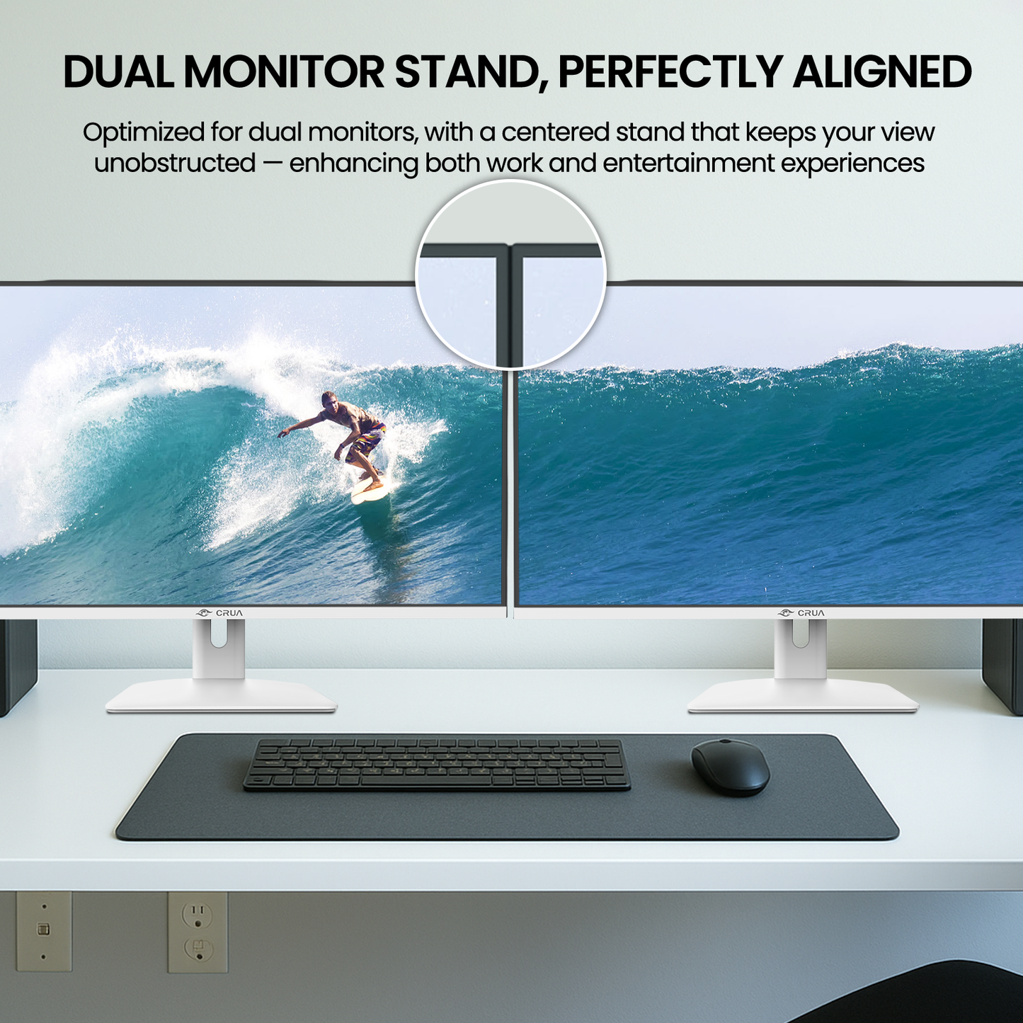 CRUA 32" 2K 75Hz IPS Computer Monitor, QHD 1440P with Build-in Speakers, 100% SRGB,FreeSync,HDMI Port-White