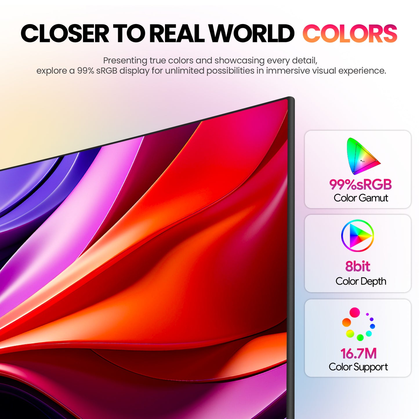 CRUA 24 Inch Curved Monitor, FHD(1920×1080P) 100HZ 120% sRGB Computer Monitors, Narrow Bezels on Three Sides, Blue Light Filter PC Monitor for Home, Office and Dormitory(HDMI, VGA)-White