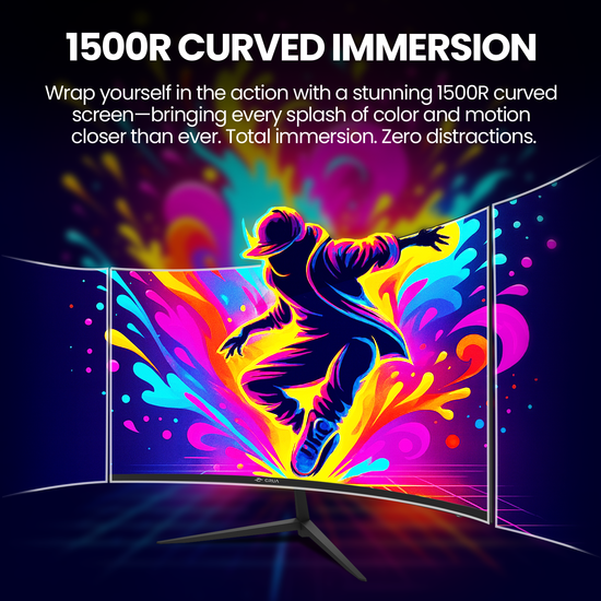 CRUA 24-inch 75HZ Curved Mnitor ，1500R, FHD ,HDMI/DP/Audio,  75×75mm Black