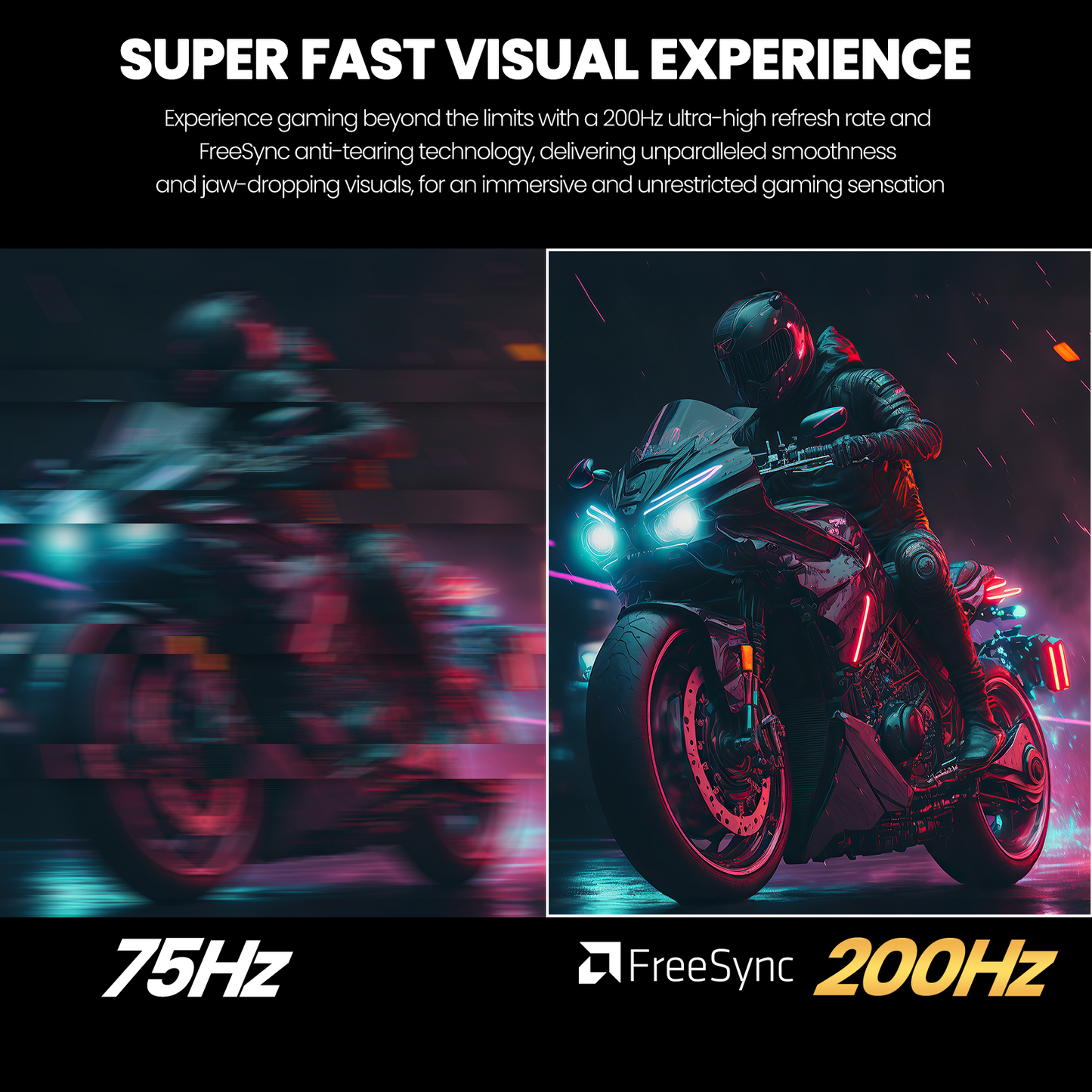 CRUA 24.5Inch Gaming Monitor 165Hz/200Hz, FHD(1920x1080P) 120% sRGB Computer Monitor, Height/Pivot/Swivel/Tilt Adjustable Vertical Monitor, Support FreeSync, DP,HDMI, Wall Mount (75mmX75mm)