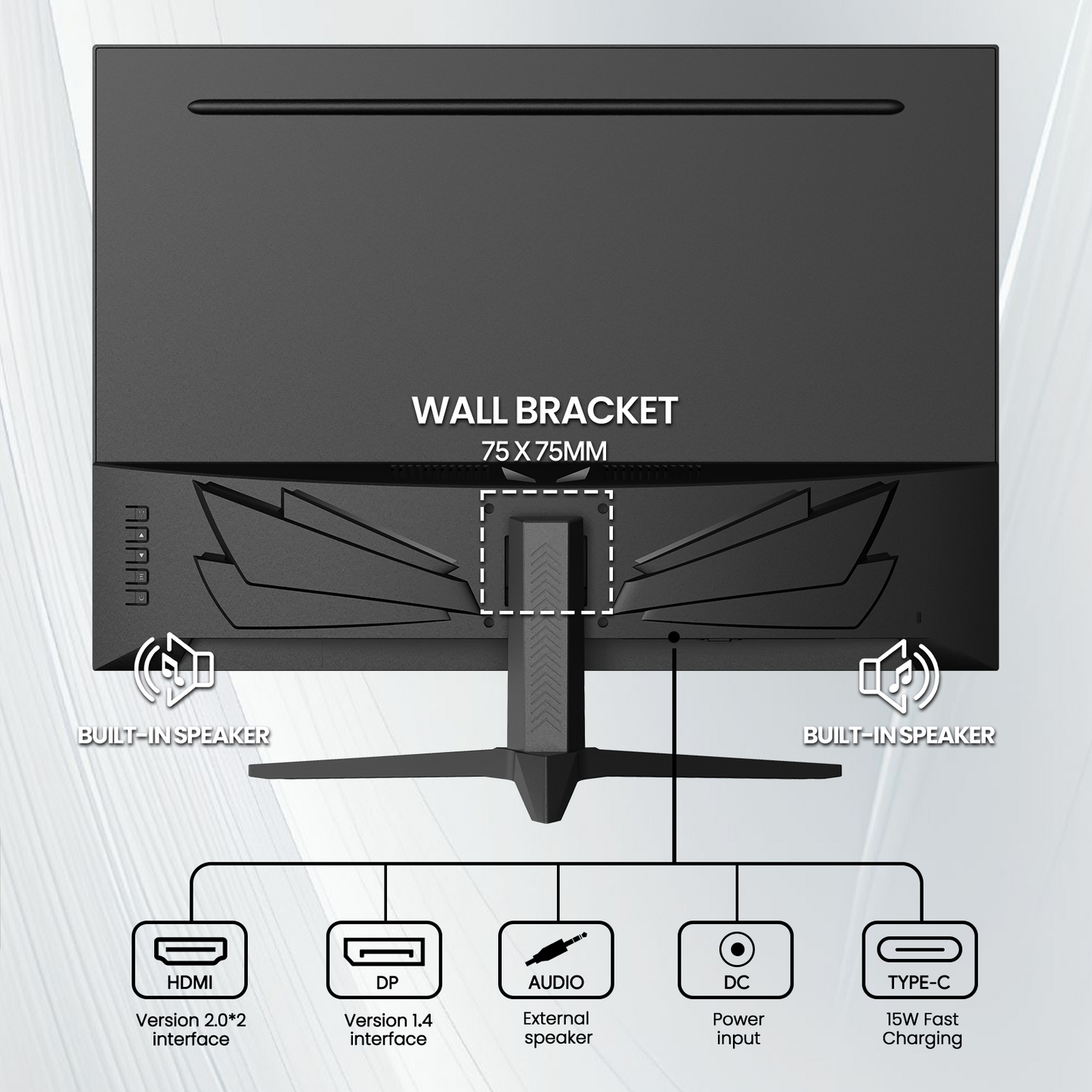 CRUA 28'' Monitor, 4K UHD+(3840×2560P)IPS 60Hz Computer Monitors, 15:10 Aspect Ratio, 10Bit Color, Built-in Speakers, Ultra-Clear PC Display Support HDMI 2.0 & DP1.4, Type-C Port, Wall Mountable–Black