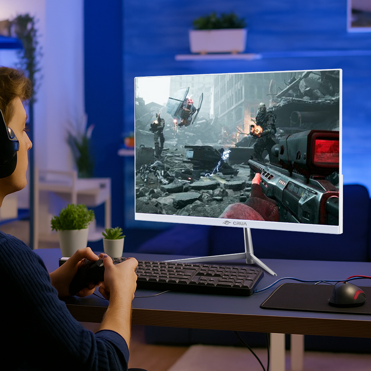 CRUA 24.5 Inch Gaming Monitor, IPS FHD 200Hz,120% sRGB,  FreeSync,(HDMI, DP), Built-in Speakers