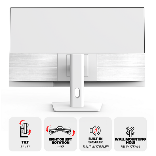 CRUA 32" 2K 75Hz IPS Computer Monitor, QHD 1440P with Build-in Speakers, 100% SRGB,FreeSync,HDMI Port-White