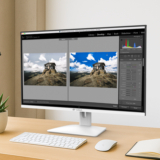 CRUA 32" 2K 75Hz IPS Computer Monitor, QHD 1440P with Build-in Speakers, 100% SRGB,FreeSync,HDMI Port-White