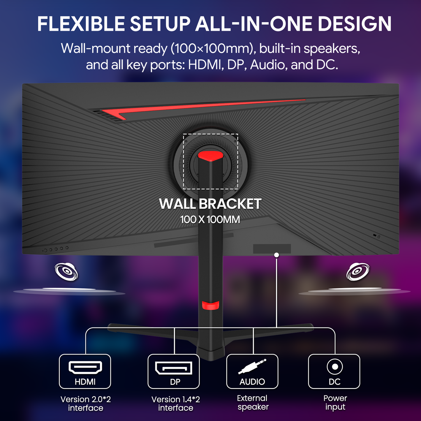 CRUA 34” Curved Ultrawide Gaming Monitor, 3440×1440 UWQHD, 165Hz, 3800R Curvature, Height Adjustable Stand, Built-in Speakers, HDMI & DisplayPort, Black