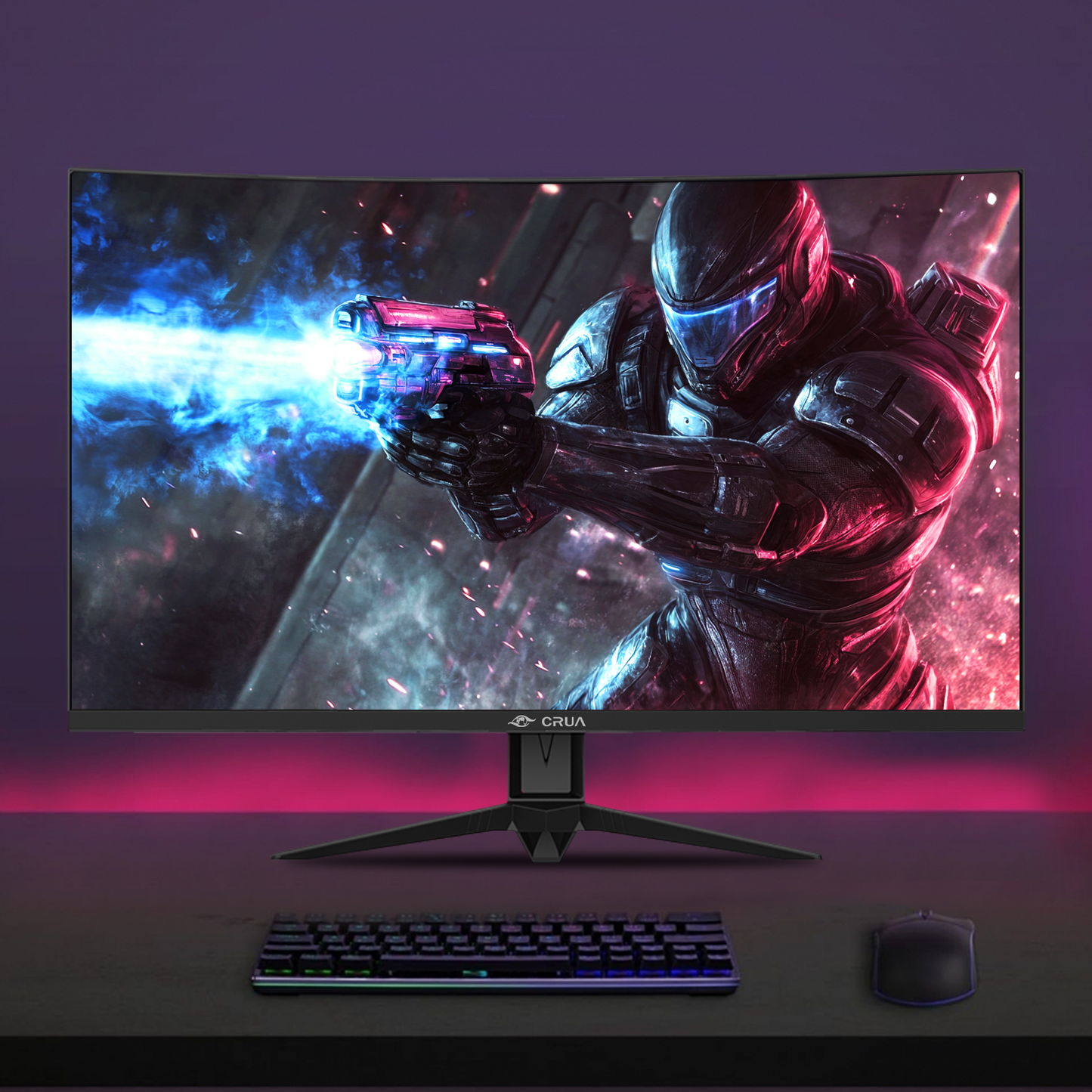 CRUA 32" 240Hz Curved Gaming Monitor, FHD 1920×1080P, 1800R Ultra-Wide Screen, 120% sRGB, FreeSync, Low Blue Light, HDMI 2.0 & DP 1.4, Wall Mountable-Black