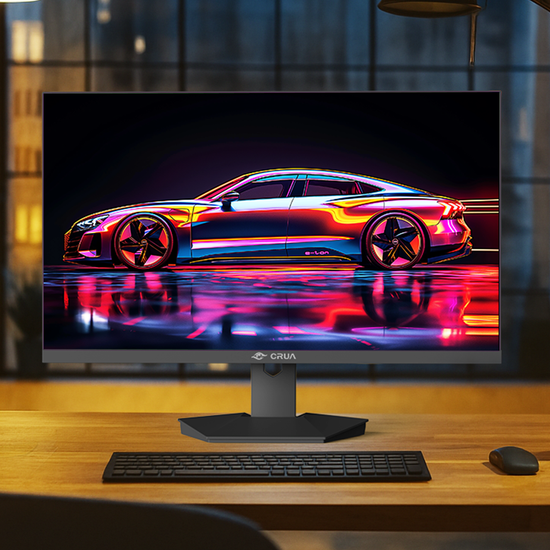 CRUA 27 inch Gaming Monitor, IPS UHD(3840x2160P) 160Hz, 120% SRGB, Support FreeSync, Height adjustable, Lighting effects, Built-in Speakers, HDMI & DP, Black