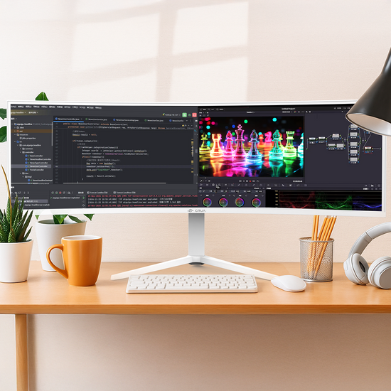 CRUA 49 Inch Ultra-Wide Curved Gaming Monitor, 120Hz, DQHD