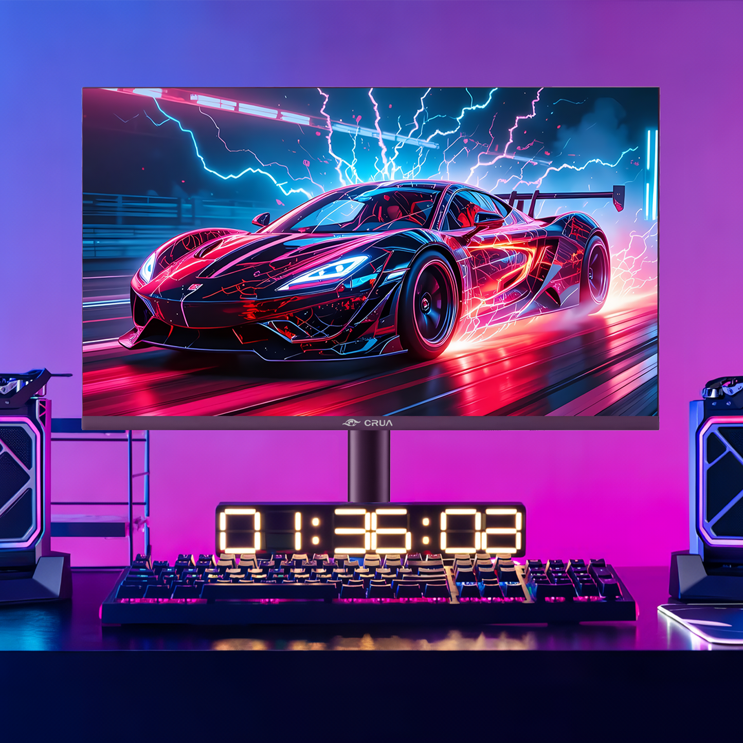 CRUA 32'' 4K Gaming Monitor 160Hz, UHD 3840x2160 IPS Screen, Height/Pivot/Swivel/Tilt Adjustable Vertical Monitor, Support FreeSync, Built-in Speakers, 120% sRGB, PIP/PBP, HDMI 2.0 & DP 1.4-Black