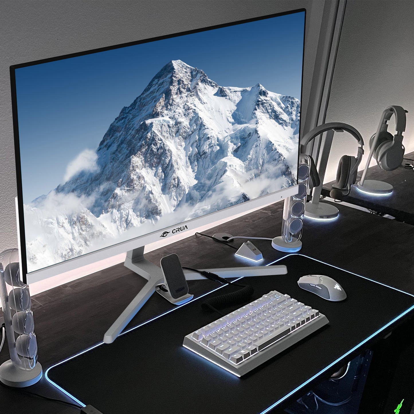 CRUA 22 Inch Computer Monitor,FHD 1080P/100Hz,120 sRGB,Low Blue Light,Wall Mountable,VGA & HDMI-White