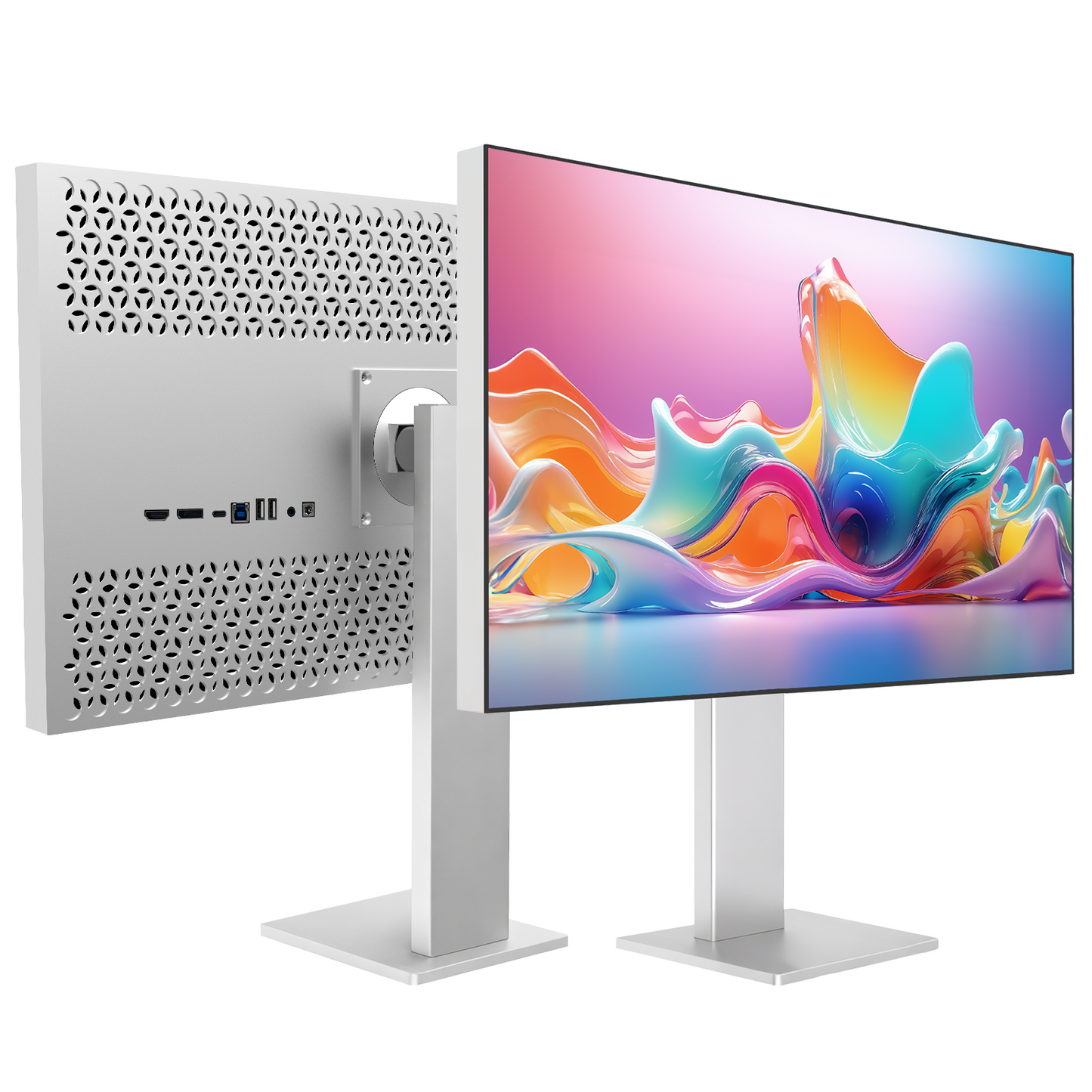 CRUA 27" 4K Monitor, UHD 3840x2160P 60Hz IPS Panel Computer Monitor with Built-in Speakers, Supports AMD FreeSync, USB Type-c, 98% DCI-P3, Height Adjustable, HDMI 2.0 & DP 1.2, Wall Mountable-Silver