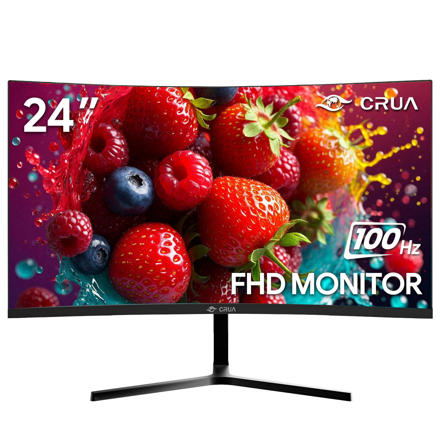 CRUA 24 "100Hz Curved Monitor,FHD (1920×1080) 99% sRGB Coimputer Montor,Thin Bezel, Wall Mountable & Tilt Adjustable,Black