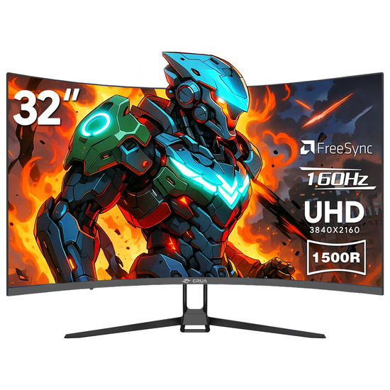 CRUA 32-inch4K UHD(3840x2160)Curved GamingMonitor  Black