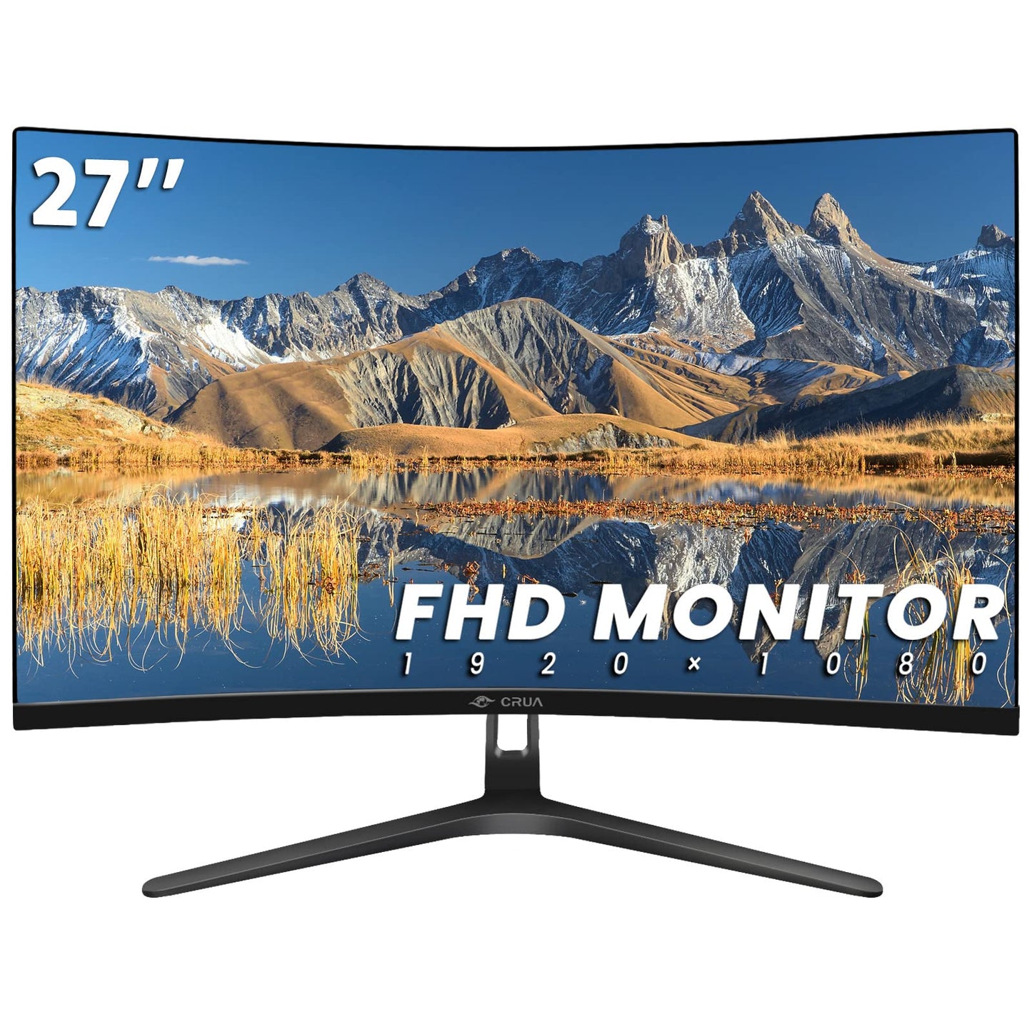 CRUA 27" FHD 1080P 100Hz Curved Computer Monitor, 1800R, HDMI/VGA, Black VA Screen, 120%sRGB, Low Blue Light, Three-Sided Narrow Bezel and 100x100mm Wall Mount for Office, Dormitory, Movies and Work