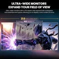 CRUA 34-inch Curved Gaming Monitor, WQHD 3440x1440, 120Hz Computer Monitor, 1900R VA Screen, 120% sRGB, AMD FreeSync, Blue Light Filter, HDMI 2.0 & DP 1.4, Wall Mount Mount - black