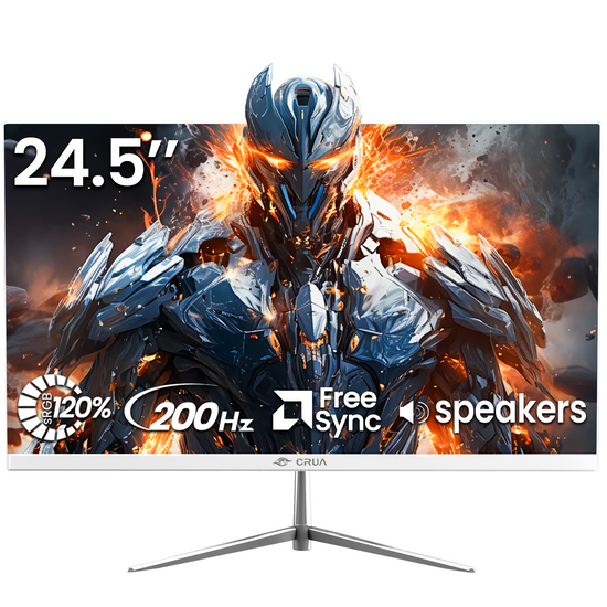 CRUA 24.5 Inch Gaming Monitor, IPS FHD 200Hz,120% sRGB,  FreeSync,(HDMI, DP), Built-in Speakers