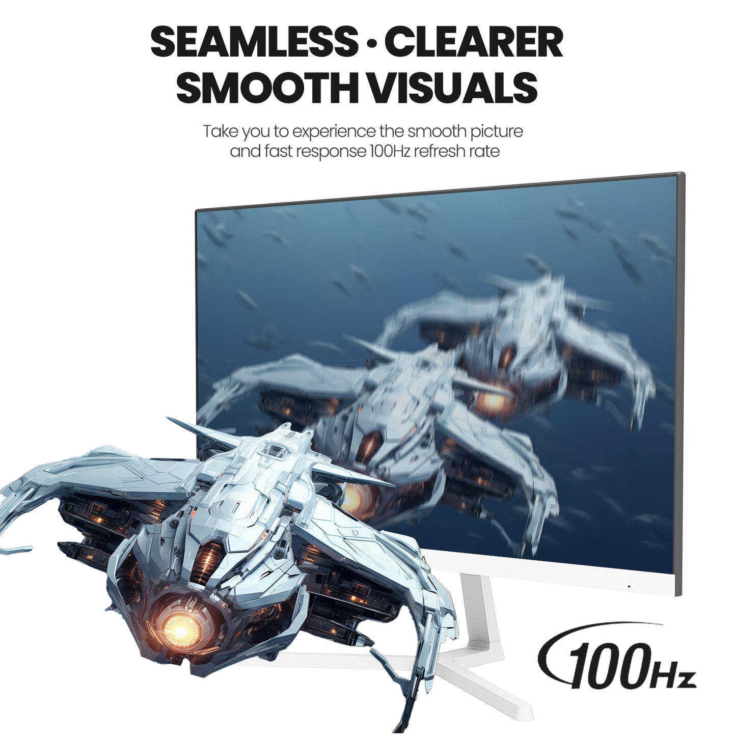 CRUA 22 Inch Computer Monitor,FHD 1080P/100Hz,120 sRGB,Low Blue Light,Wall Mountable,VGA & HDMI-White