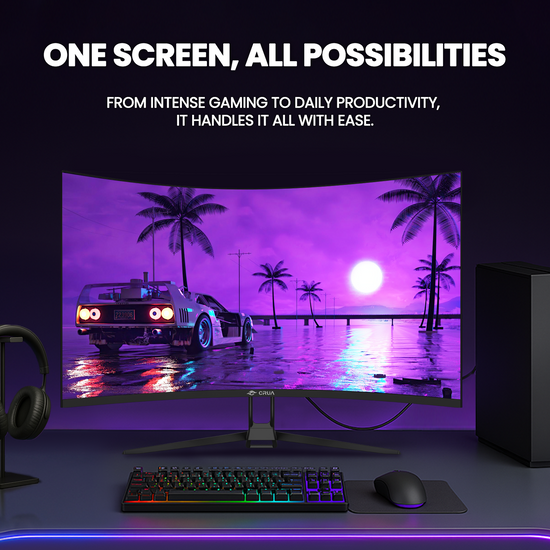 CRUA 32-inch4K UHD(3840x2160)Curved GamingMonitor  Black