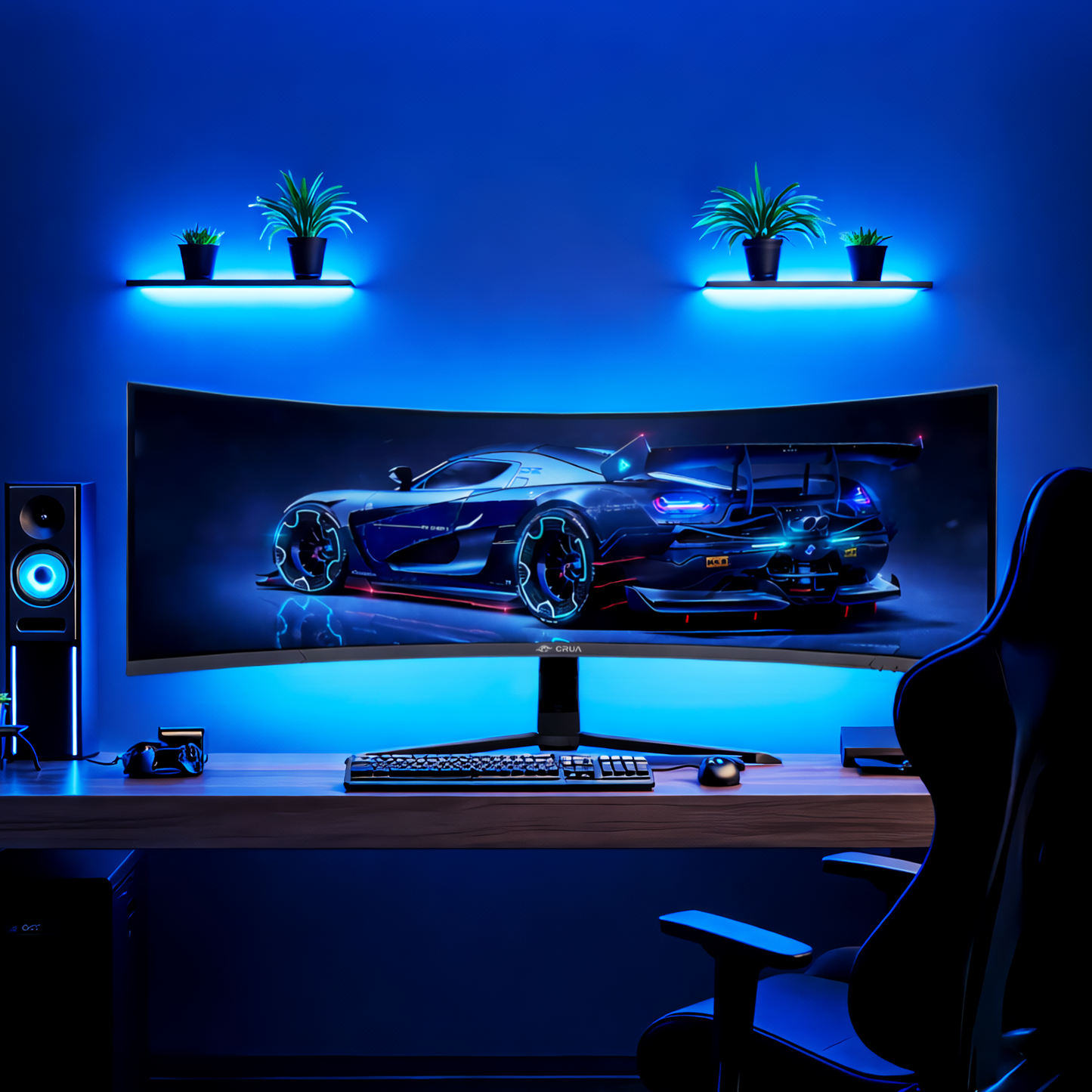 CRUA 45" DQHD 185Hz Ultrawide Curved Gaming Monitor, 1500R, FreeSync, Black 5120x1440 32:9 VA Screen, 120%sRGB, Built-In Speakers, HDMI 2.1/DP 1.4 and 100x100mm Wall Mount For Gaming, Editing and Work
