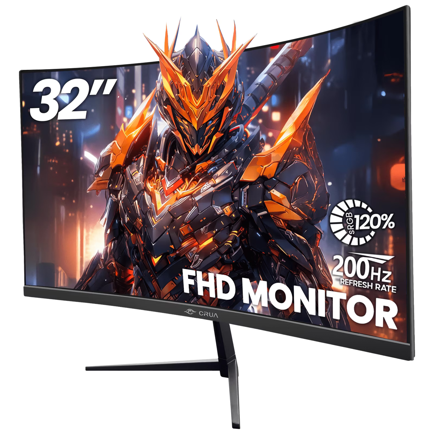 CRUA 32" Curved Gaming Monitor -200Hz FHD (1920 *1080P), 120% sRGB, AMD Freesync, HDMI/DP, Wall Mountable Installs-Black