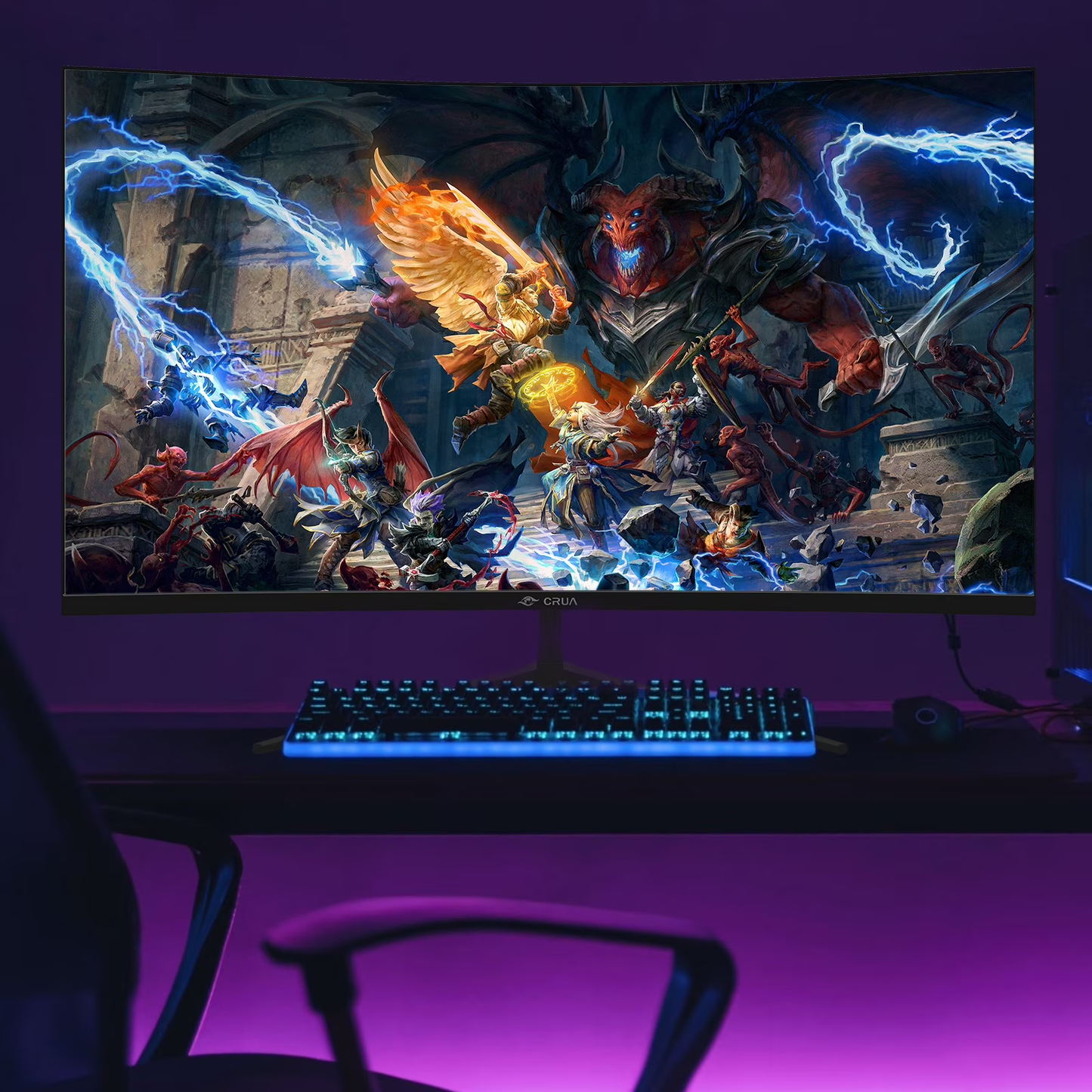 CRUA 32" Curved Gaming Monitor -200Hz FHD (1920 *1080P), 120% sRGB, AMD Freesync, HDMI/DP, Wall Mountable Installs-Black