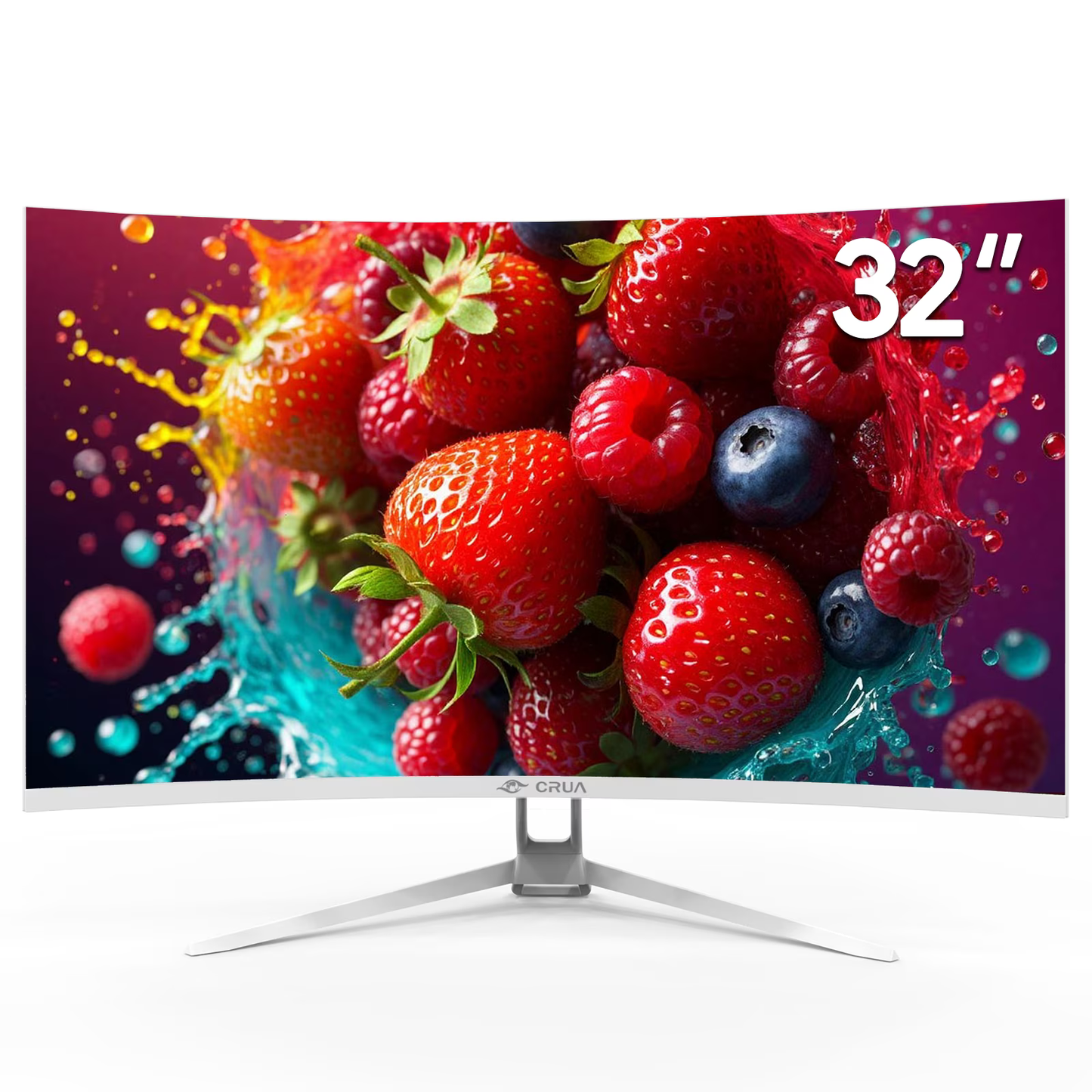 CRUA 32" 75HZ Curved Monitor, UHD(3840×2160) 1080P 1500R Computer Monitor, 120% SRGB, 2ms (GTG), AMD FreeSync,DP & HDMI Port, white