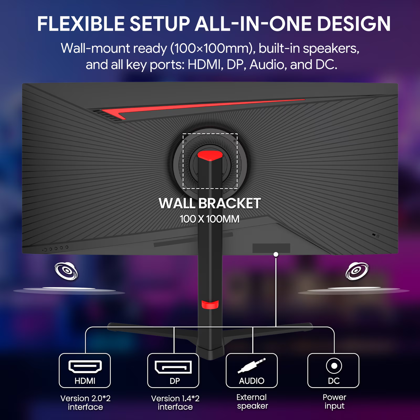 CRUA 34"165Hz Curved Ultrawide Gaming Monitor, 3440×1440 UWQHD, Height Adjustable Stand, Built-in Speakers, HDMI & DisplayPort, Black