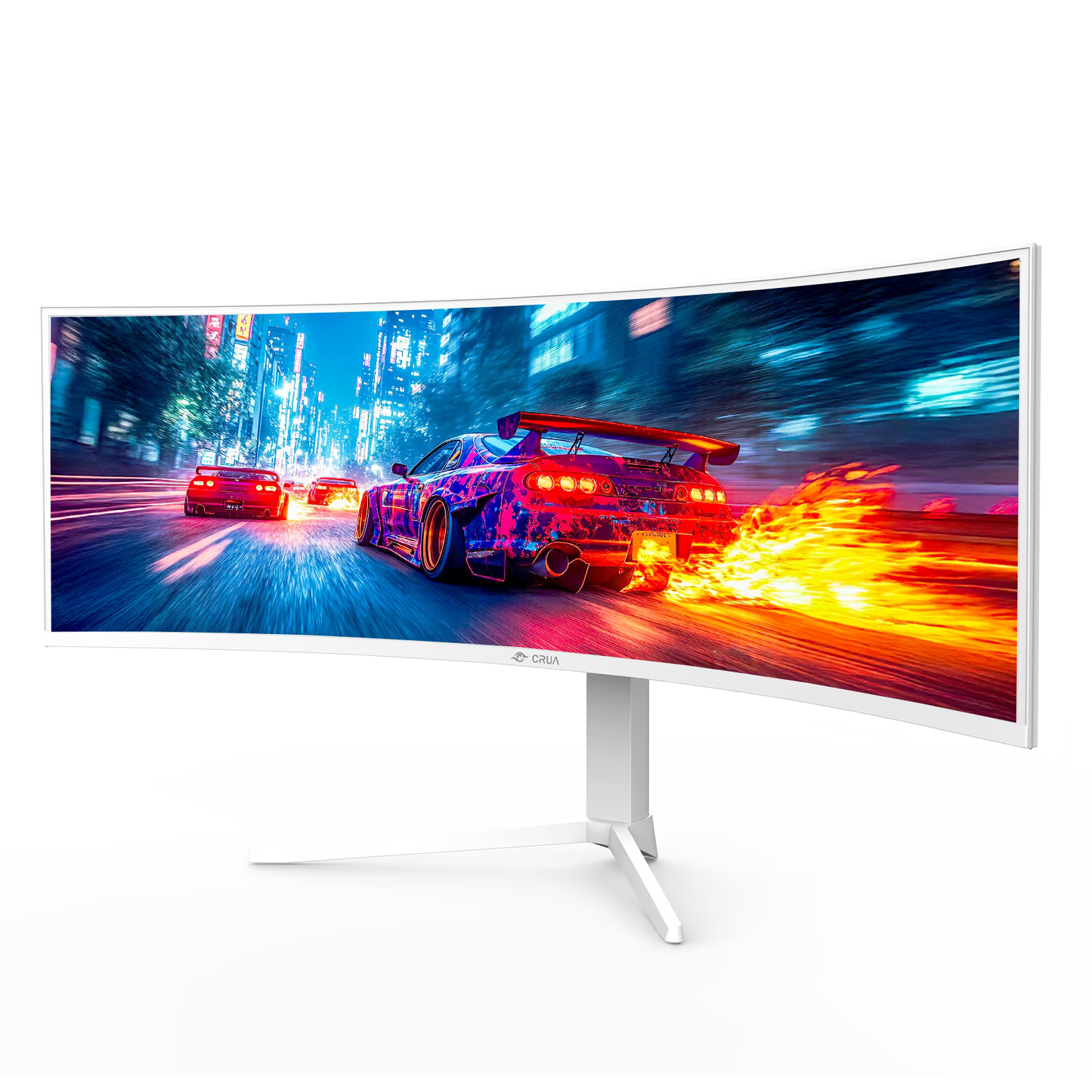 CRUA 49 Inch Ultra-Wide Curved Gaming Monitor, 120Hz, DQHD (5120x1440p), 1500R,FreeSync, 32:9, 120% sRGB, Height adjustable, Built-in Speakers, Wall Mount Install, HDMI & DP, White