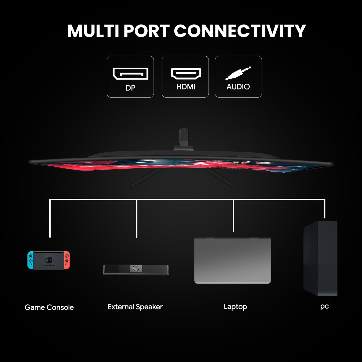 CRUA 24" 165Hz/180Hz Curved Gaming Monitor,FHD 1080P Computer Monitor,FreeSync,120% SRGB,Low Motion Blur-Black
