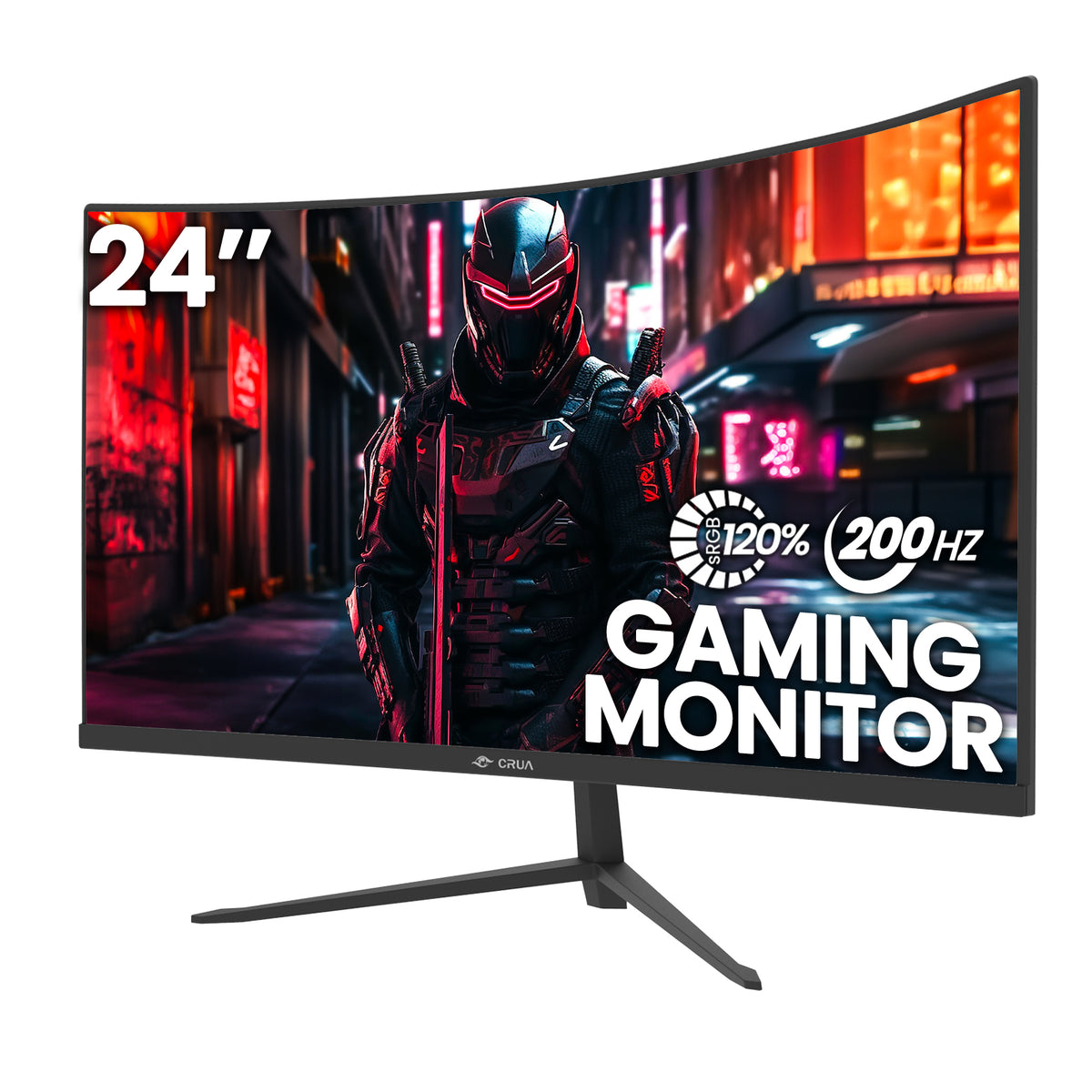CRUA 24 Inch 200hz/180hz Curved Gaming Monitor, FHD 1080P