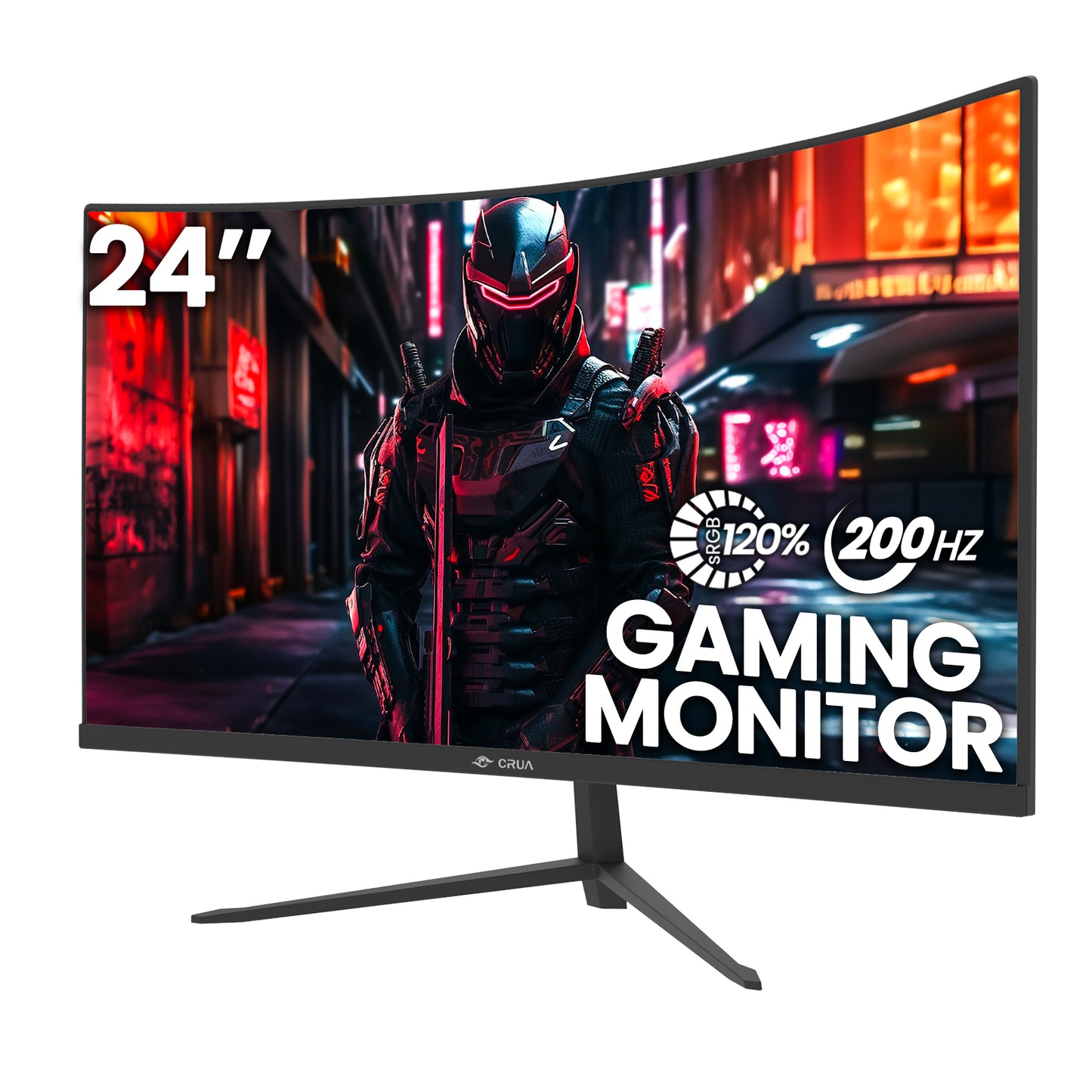 CRUA 24 Inch 200hz/180hz Curved Gaming Monitor, FHD 1080P Frameless Computer Monitors, Support AMD freesync Low Motion Blur, Eye Care, DisplayPort, HDMI, Compatible Wall Mountable Installs-Black